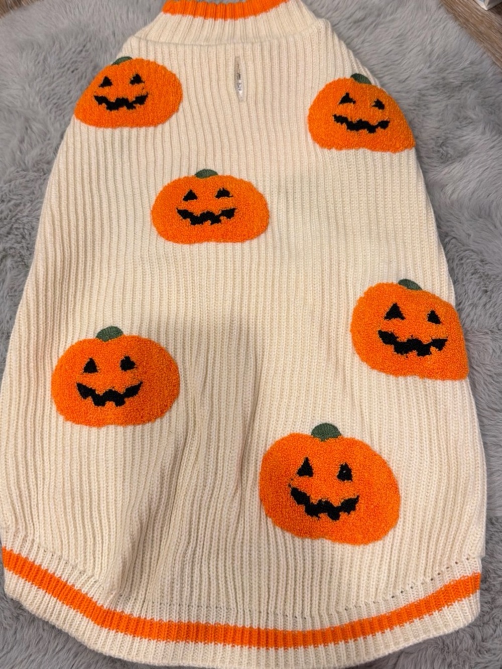 Large dog Cream Pumpkin Knit Costume Sweater